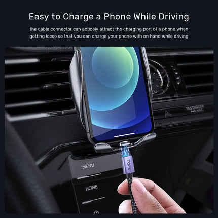 TOPK Magnetic Charging Cable 3A Micro USB Type C Cable with Led Light