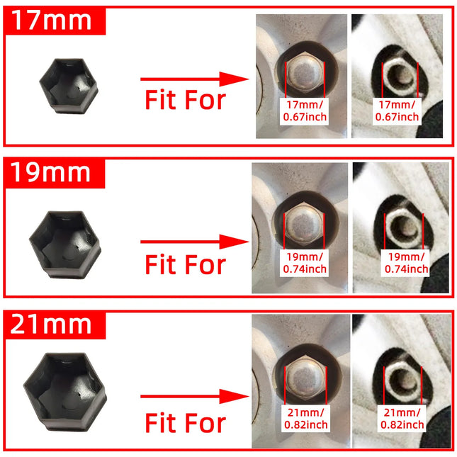 Car Wheel Nut Caps Auto Hub Screw Cover Black Silvery 17mm Bolt Rims