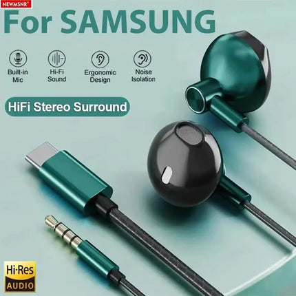 9D Bass Stereo Type C&3.5mm Headphones Volume Control Headset With HD