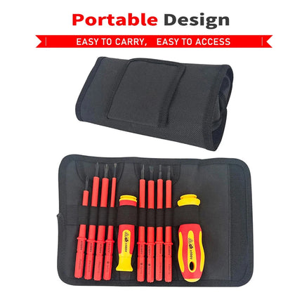 10Pcs Interchangeable Blade VDE Insulated Screwdriver Set with Case