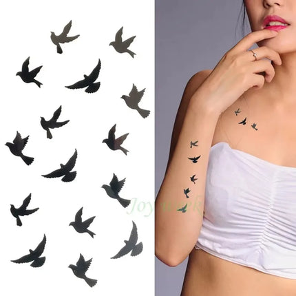 Waterproof Temporary Tattoo Sticker Black Hand Drawn Heart Design Body