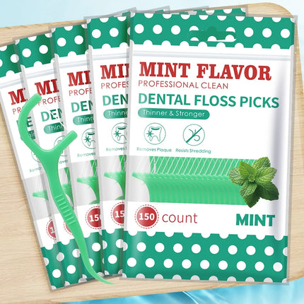 Clearance_600pcs Mint Dental Floss Sticks - Portable ultra-Fine Bagged