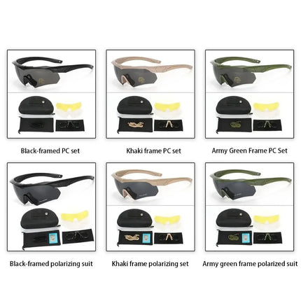 Military Tactical Goggles CS Airsoft Windproof Shooting Glasses HD 3