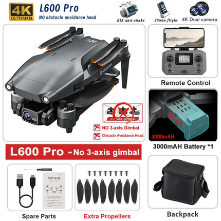 2024 New L600 PRO MAX GPS Drone 5KM 4K Professional HD Dual Camera