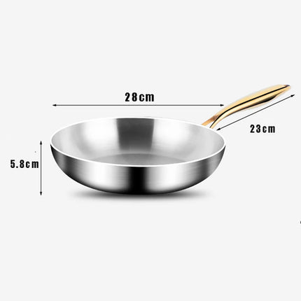 316 Stainless Steel Frying Pan Wok Pan Nonstick Cooking Fried Steak