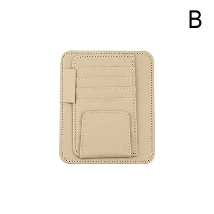 Car Sun Visor Organizer Multi-Pocket Leather Sunglasses Holder Storage