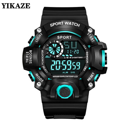 YIKAZE Men's LED Digital Watch Men Sport Watches Fitness Electronic