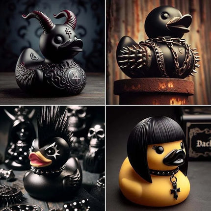 Goth Satanic Duck Gothic Cyberpunk Aviator Resin Punk Ducks Statue