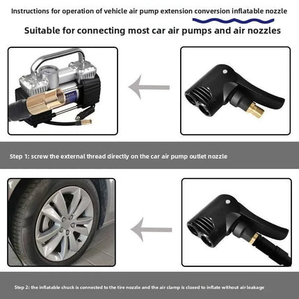 2-In-1 Bicycle Pump Nozzle Hose Adapter Inflatable Pump Motorbike Air