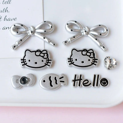 MINISO Silvery Hello Kitty Set Girls Women Shoe Charms DIY Hole Shoes