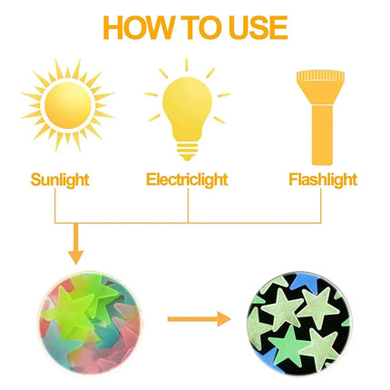 100Pcs/Set Stars Luminous Wall Stickers Glow In The Dark For Kids Baby