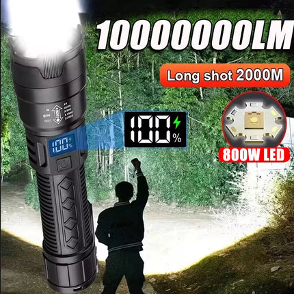High Power 2000LM LED Flashlight Built-in Battery USB Rechargeable