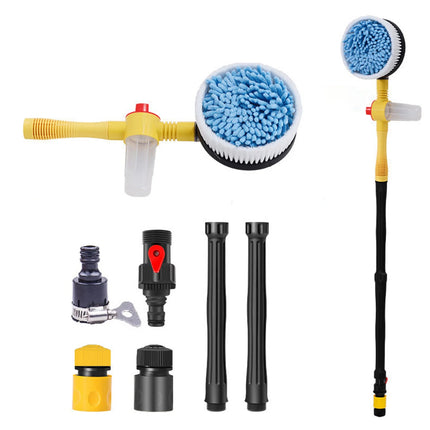 Auto Rotating Car Wash Brush Kit - 360° Spin Long Handle Pressure