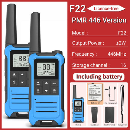 2pcs Baofeng F22 Mini Walkie Talkie PMR FRS Long Range Rechargable