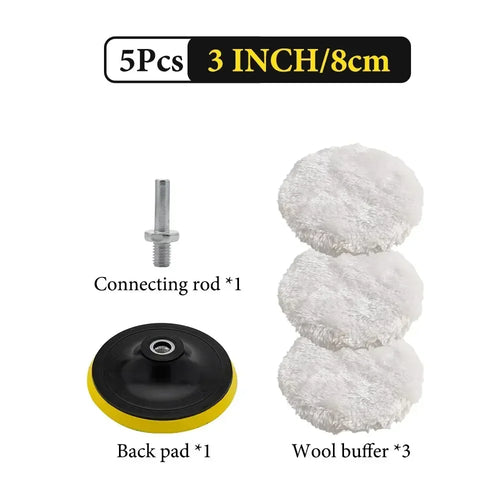 5PCS 3/4/5/inch Polishing Kit Polishing Pad Car Waxing Sponge Disk
