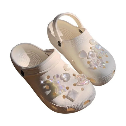 10PCS Shoe Charm DIY Crystal Rhinestone Rabbit Shoe Decoration Buckle