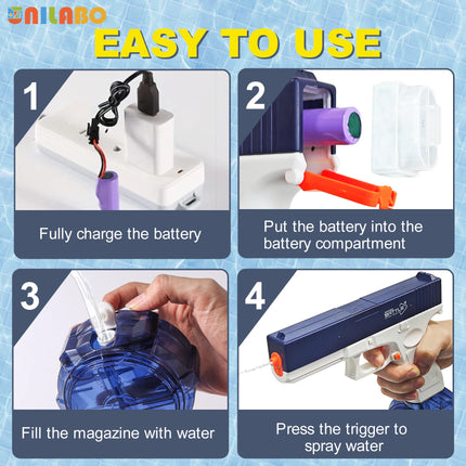 Unilabo Electric Water Gun, High-Powered Large Capacity Rechargeable,