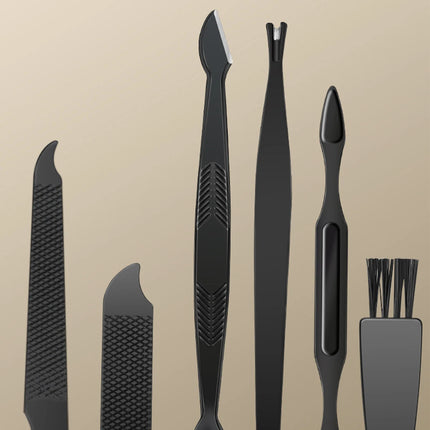 8/12/15/20/24pcs black Nail clipper set Pedicure knife Stainless steel