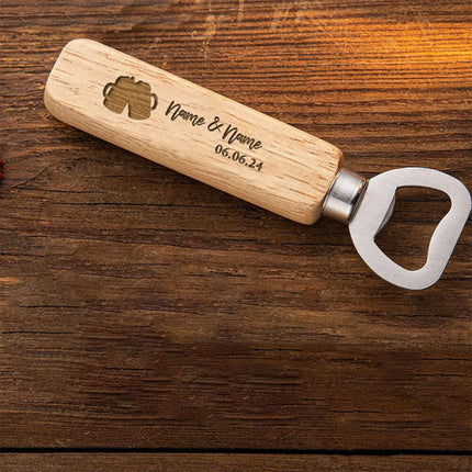 Personalized Bottle Opener Wedding Favour Gift for Him Engraved Wooden