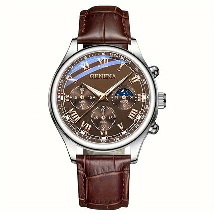 GENEVA High Quality Men's Luxury Belt Fashion Quartz Watch Men Round
