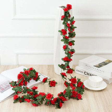 250cm Artificial Flower Plants Rose Christmas Garland for Wedding Home