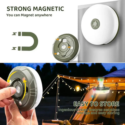 Camping String Lights Rechargeable LED Flashlight Hook lamp 4 in 1