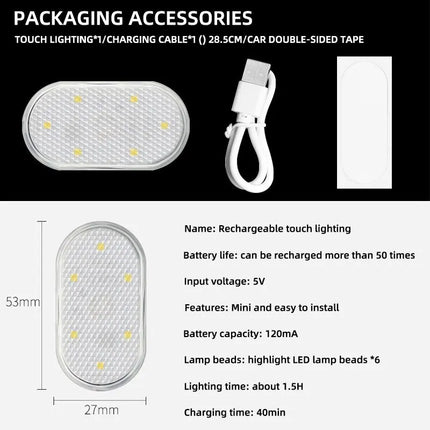 Car Interior Dome Light Finger Touch Sensor Mini LED Reading Lamp Car