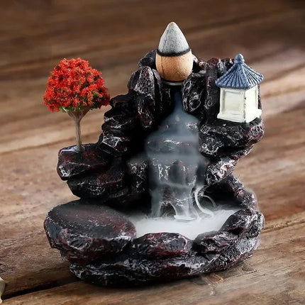 Incense Burner Mountains River Waterfall Fragrance Fireplace Backflow