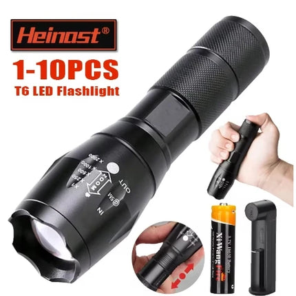 High Power T6 LED Flashlights Camping Torch 5 Light Modes Zoom Light