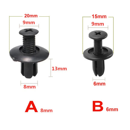 8mm/6mm Plastic Rivets Fasteners Screw Car Fender Bumper Screws Clips