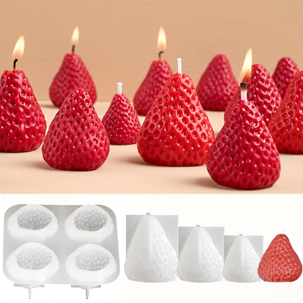 3D Strawberry Aromatherapy Candle Silicone Mold DIY Handmade Romantic