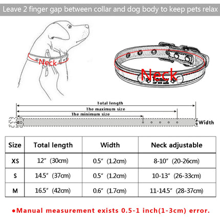 Reflective Pet Dog Custom Collar Adjustable Free Engraved Small Medium