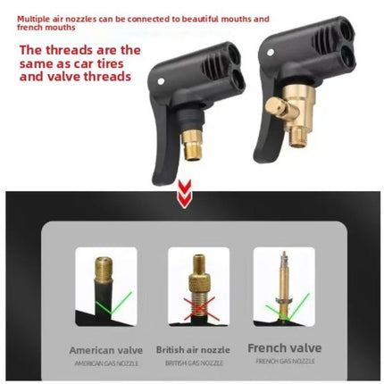 2-In-1 Bicycle Pump Nozzle Hose Adapter Inflatable Pump Motorbike Air