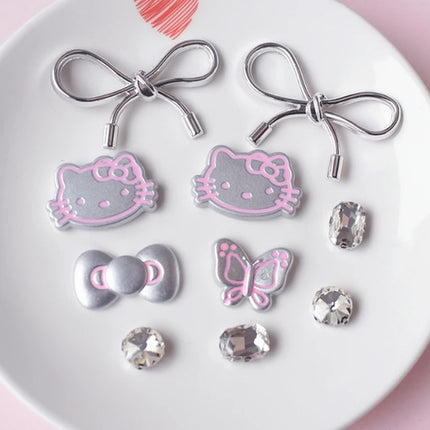 MINISO Silvery Hello Kitty Set Girls Women Shoe Charms DIY Hole Shoes