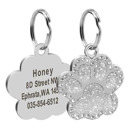 Personalized Dog Cat ID Tag Bling Rhinestone Puppy Kitten Name Tags