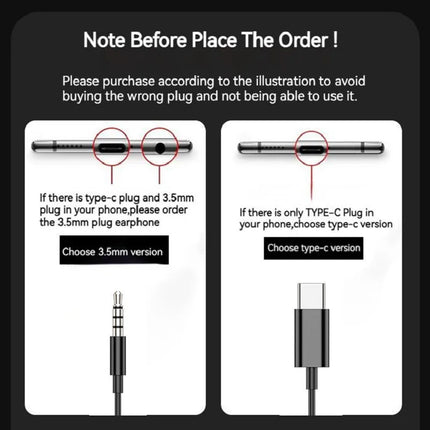 9D Bass Stereo Type C&3.5mm Headphones Volume Control Headset With HD