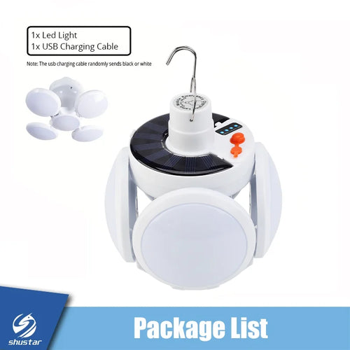 Solar/USB Rechargeable LED Bulb Light Outdoor Folding Light Portable
