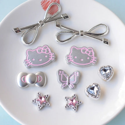 MINISO Silvery Hello Kitty Set Girls Women Shoe Charms DIY Hole Shoes