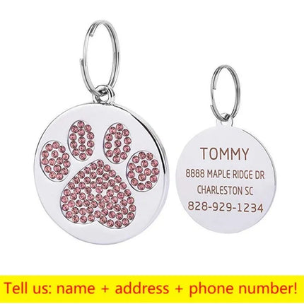 Stainless Steel Engraved Pet Name Collar Pendant ID Tags Personalized