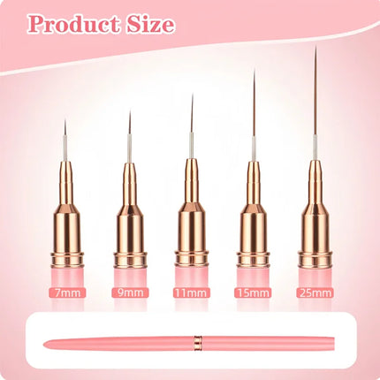 5pcs Nail Art Liner Brush Set UV Gel Nail Brushes Kits French Stripe