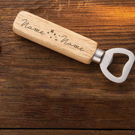 Personalized Bottle Opener Wedding Favour Gift for Him Engraved Wooden