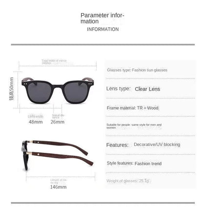 Trendy Retro Wood Grain Sunglasses for Women and Men New Square Frame
