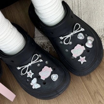 MINISO Silvery Hello Kitty Set Girls Women Shoe Charms DIY Hole Shoes