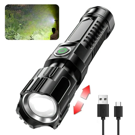 High Power 2000LM LED Flashlight Built-in Battery USB Rechargeable