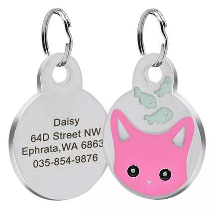Cute Cat Tag Small Dog ID Tags Free Engraved Name Cats Kitten Name Tag