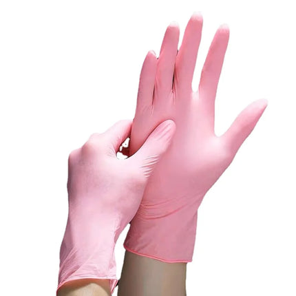 50PCS Pink Nitrile Gloves Disposable Powder Free Household Cleaning