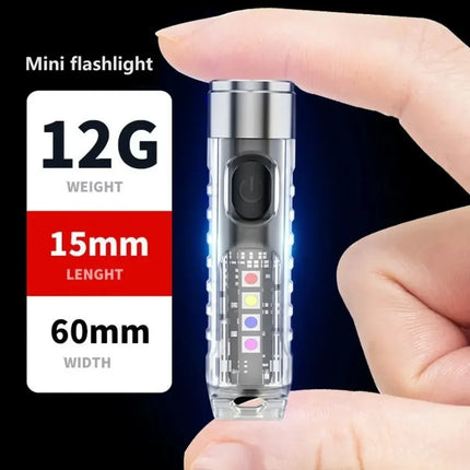 1PC Rechargeable Mini Keychain Flashlight with 10 Modes and Magnetic