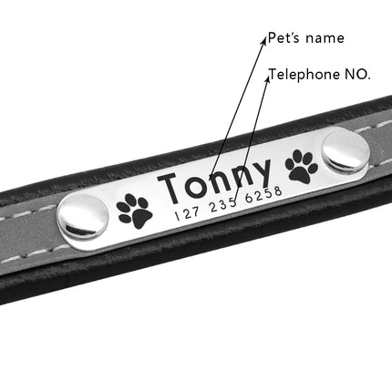 Reflective Pet Dog Custom Collar Adjustable Free Engraved Small Medium