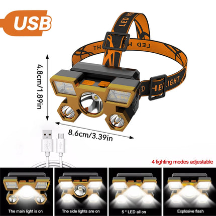 1 Pc Strong Light High Brightness Cob Headlight Usb Charging Head