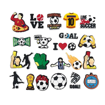 18pcs Or 22pcs Football Series Shoe Charms for Clogs Bubble Slides